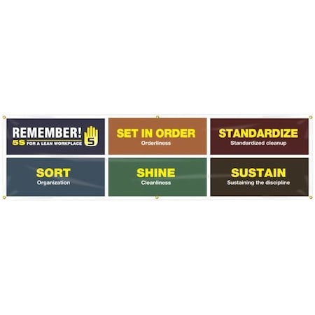 Accuform BANNER 5S PRINCIPLES 28 in x 8FT MBR974 MBR974